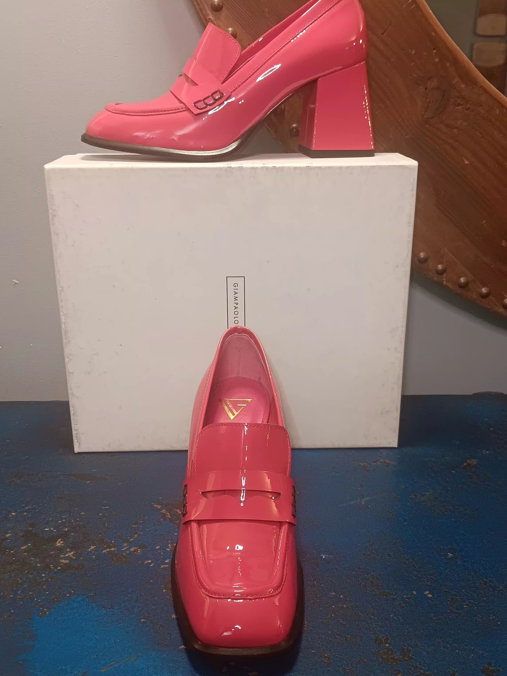 Pink Patent Block-Heel Loafers - Picture 3 of 7